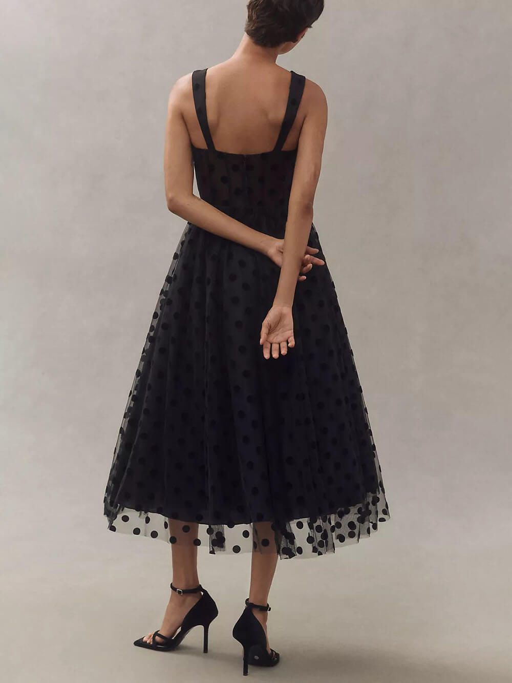 Jocelyn | Exquisite Perfect Tulle Polka Dot Sweetheart Bustier A-Line Midi Dress