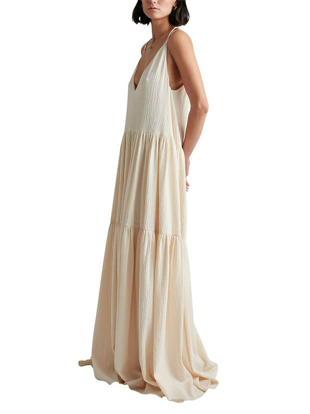 Adriana | Summer Vacation Deep V-Neckline Strappy Maxi Dress