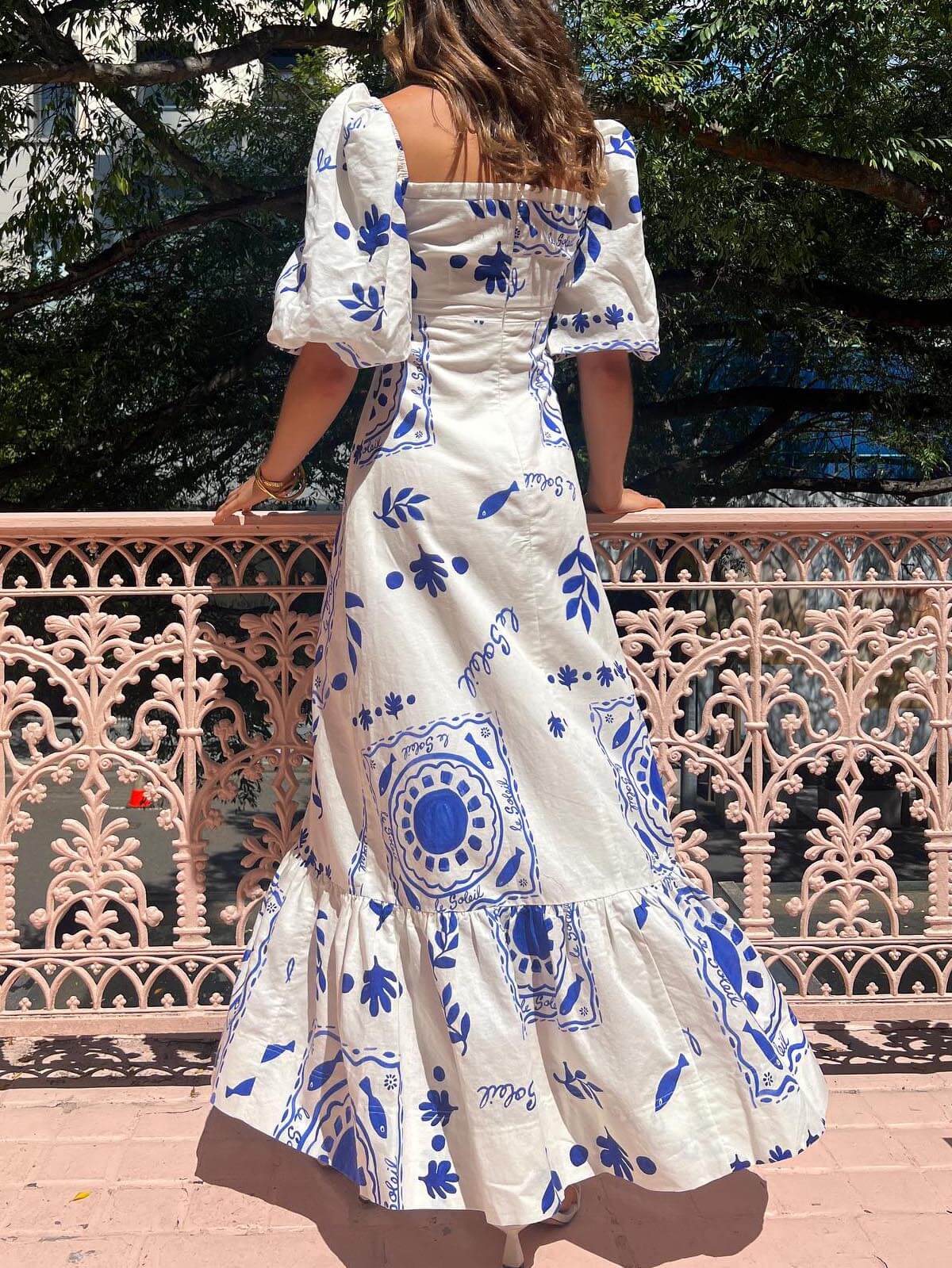 Katherine | Puff Sleeve Vacation Midi Dress