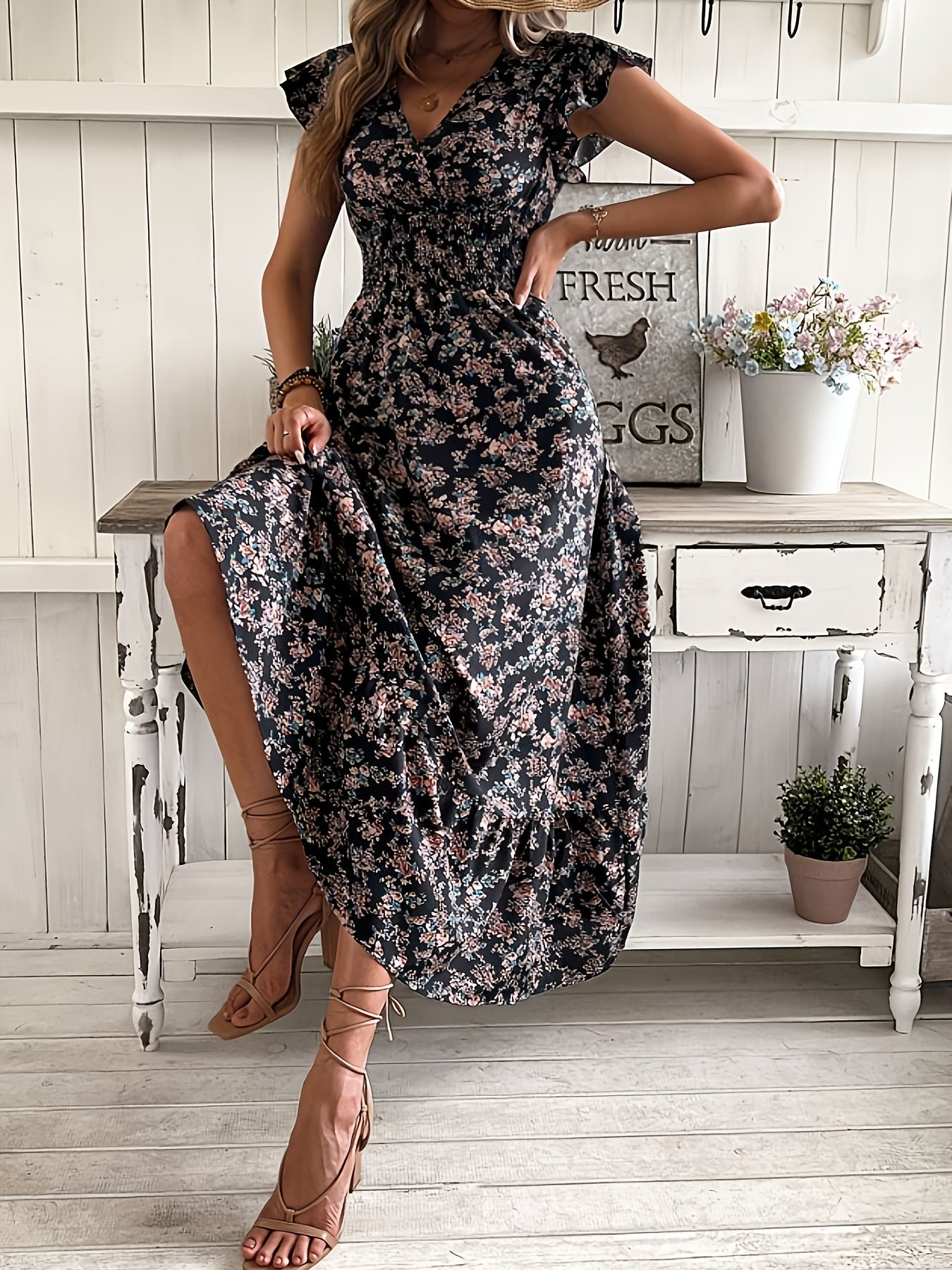 Jessa - Floral Print Waist Dress