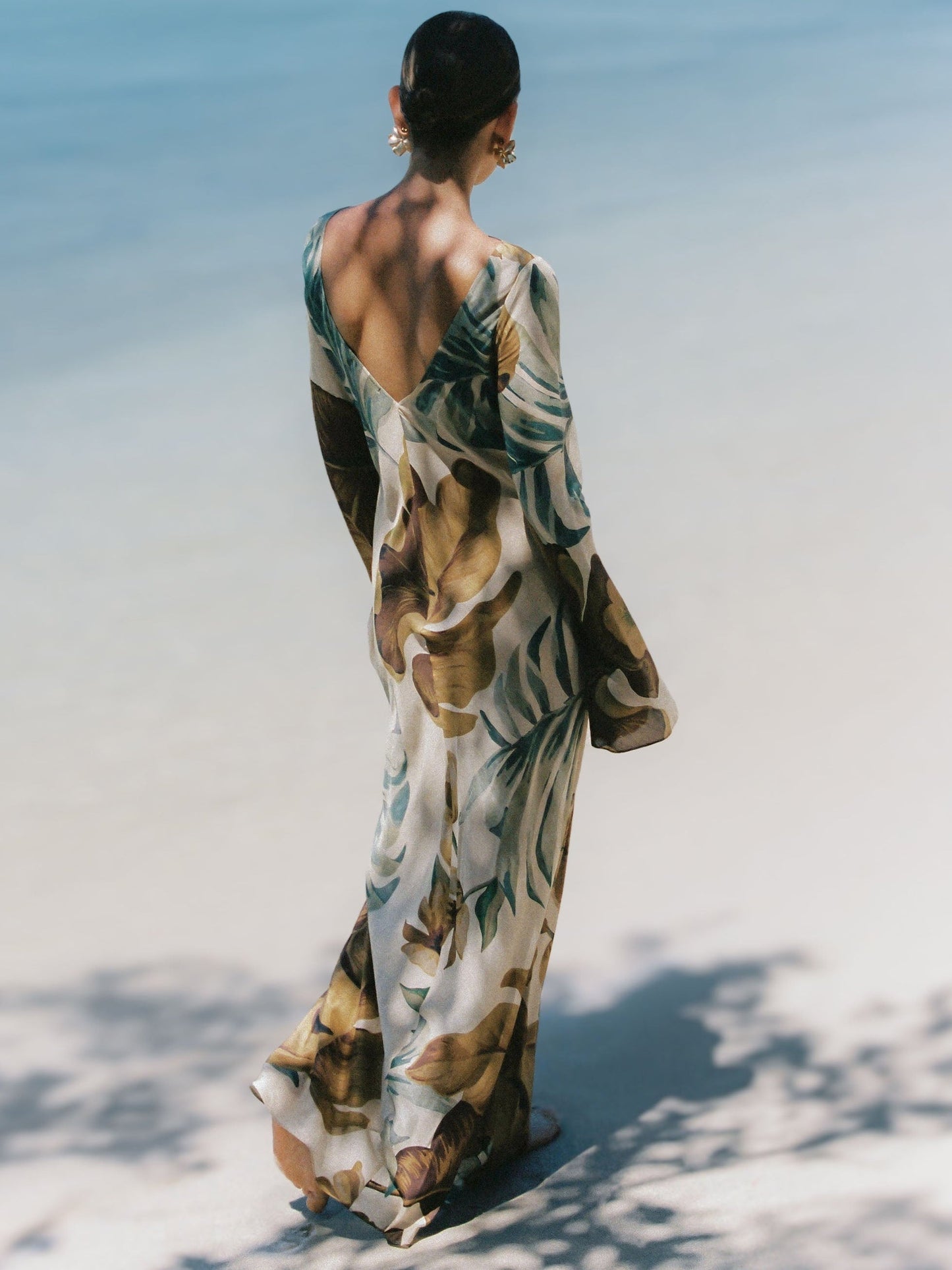 Gracelyn | Hand-Drawn Botanical Motifs Maxi Dress
