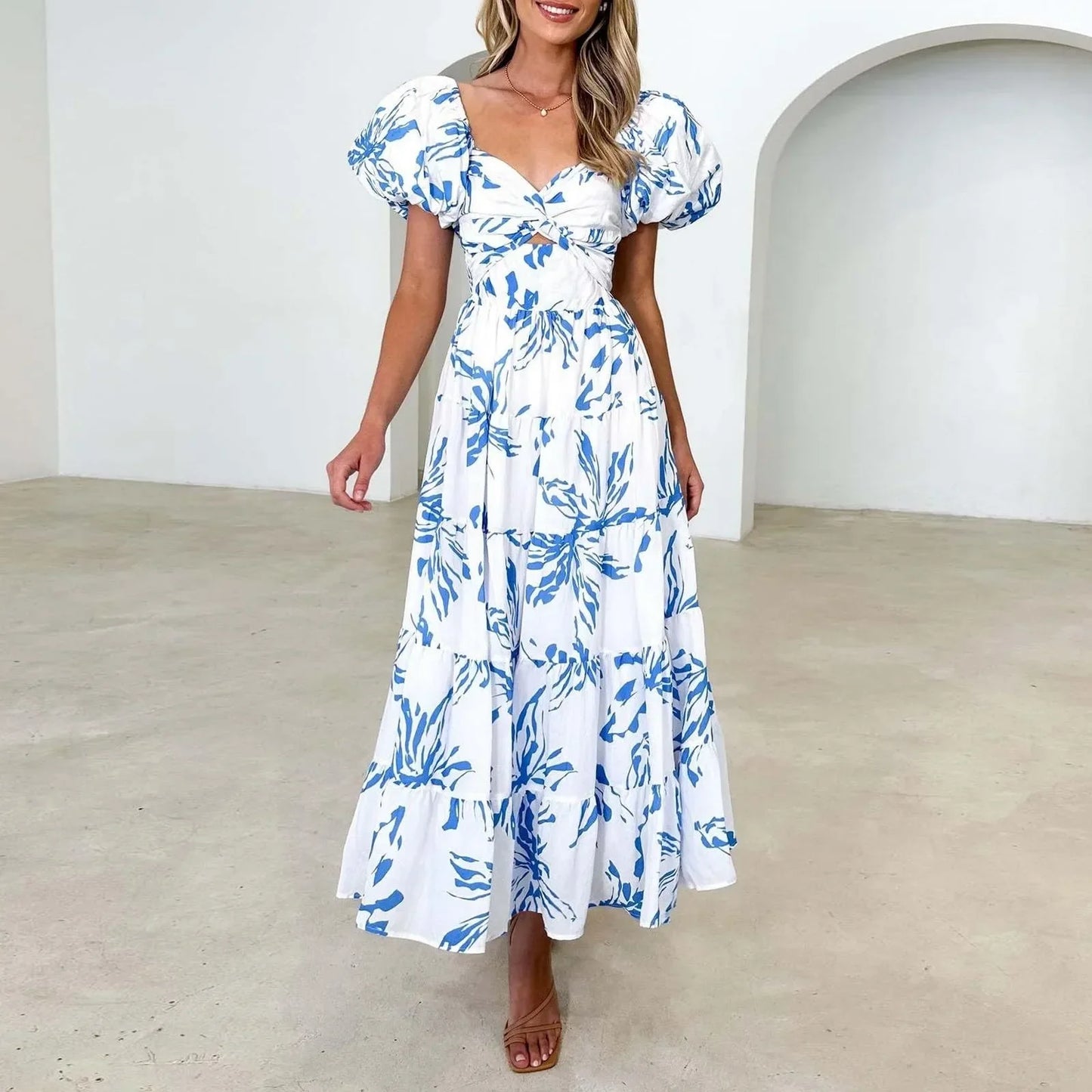 Mira | V-Neck Floral Formal Maxi Dress