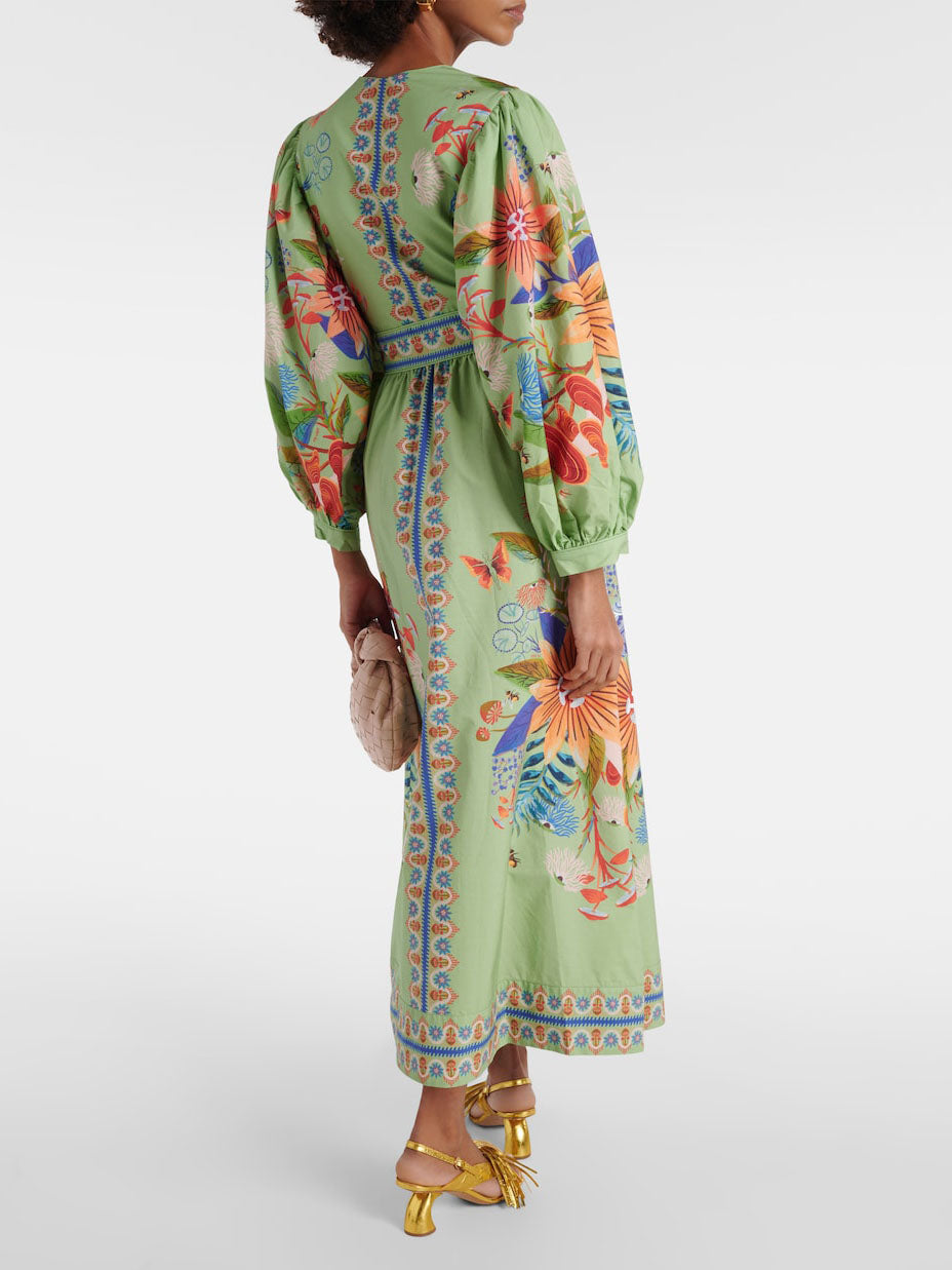 Phoebe | Delicate Floral V-Neck Single Breasted Midi Dress