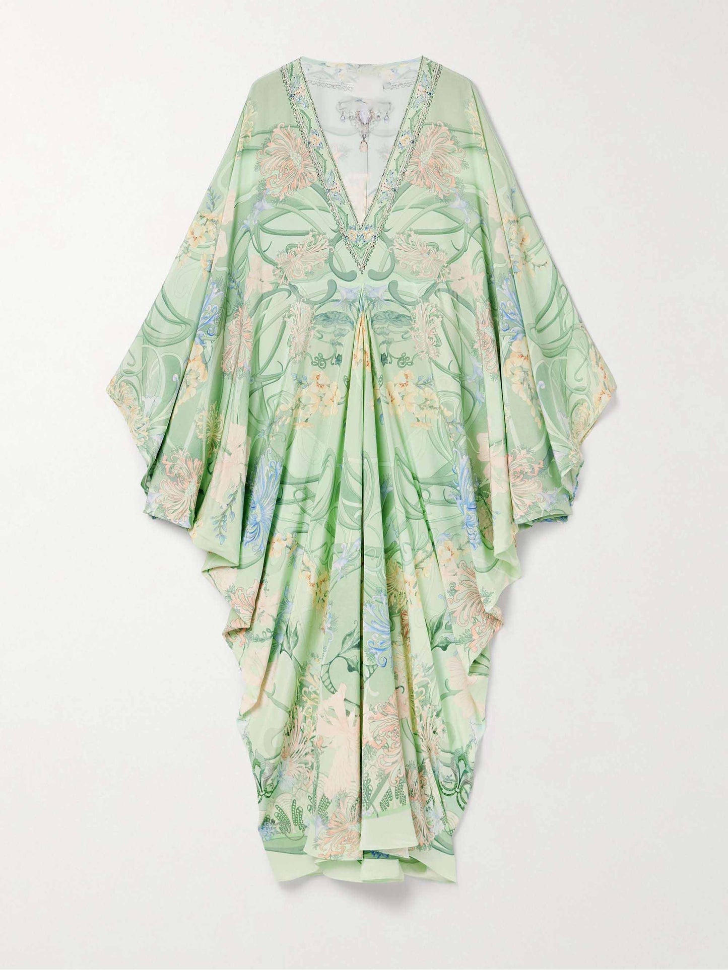 Annie | Unique Floral Print V Neck Oversized Midi Dress