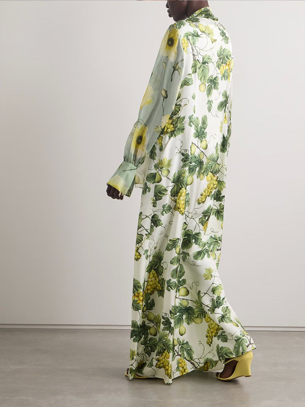Lydia | Delicate Floral and Fruit Print Maxi Dress