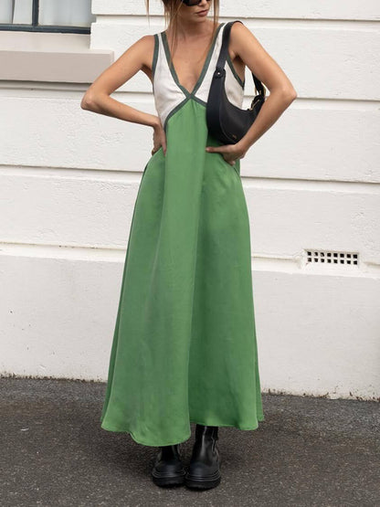 Kimberly | V-neck Contrasting Color Splicing Chic Dress