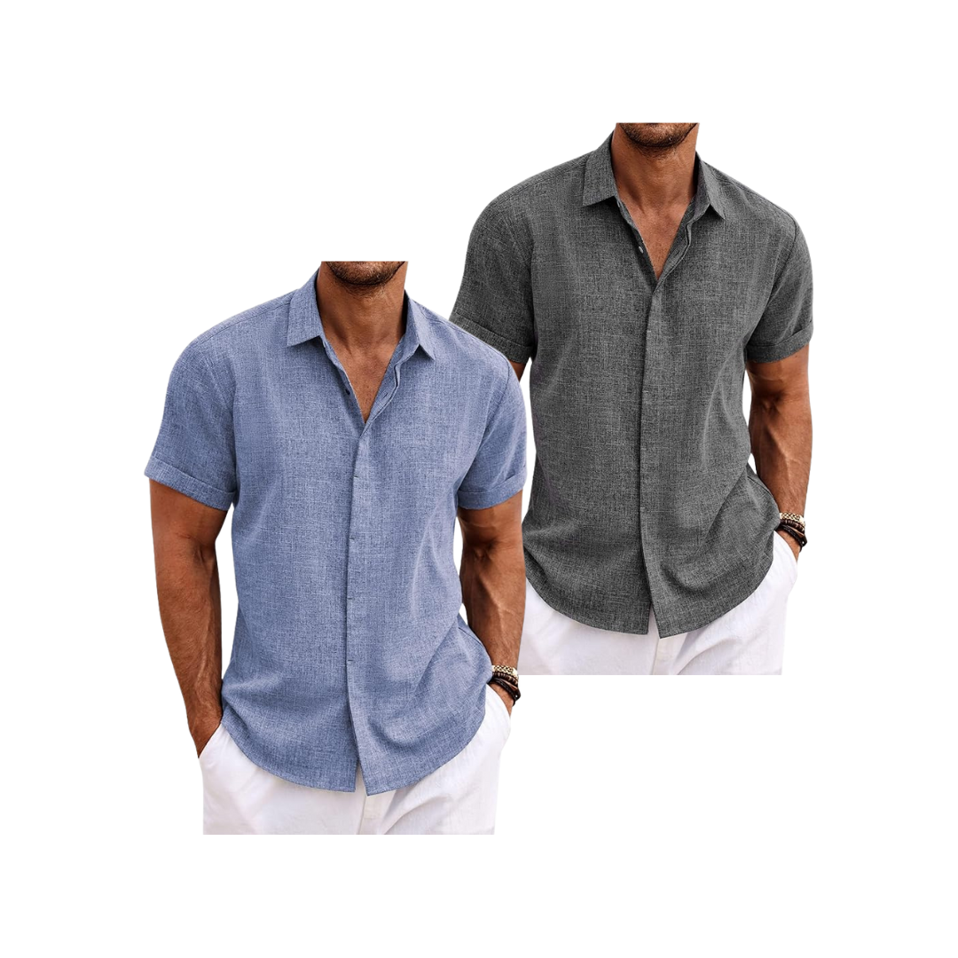 Get 2 Shirts for the Price of 1 – Men's Linen Short Sleeve Summer Shirt