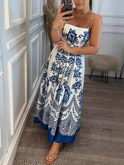 Valerie | Ethnic Floral Print Back Smocked Loose Midi Dress