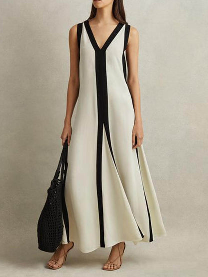 Remi | Colorblock Reversible Style A-Line Maxi Dress