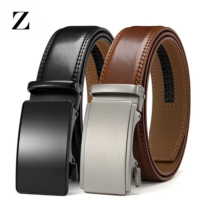 Leather Belt for Men – Buy 1, Get 2! Automatic Ratchet Belt for Jeans & Everyday Wear (1 3/8")