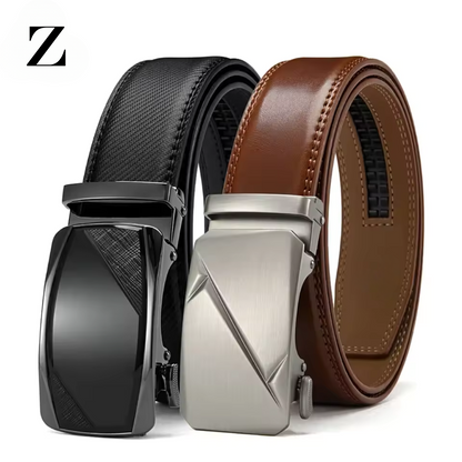Leather Belt for Men – Buy 1, Get 2! Automatic Ratchet Belt for Jeans & Everyday Wear (1 3/8")