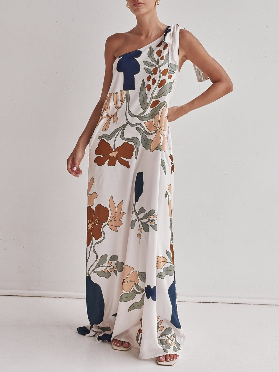 Helen | Printed One-Shoulder Maxi Dress