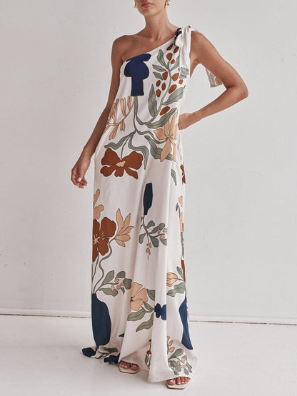 Helen | Printed One-Shoulder Maxi Dress