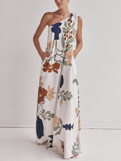 Helen | Printed One-Shoulder Maxi Dress