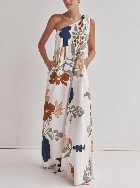 Helen | Printed One-Shoulder Maxi Dress