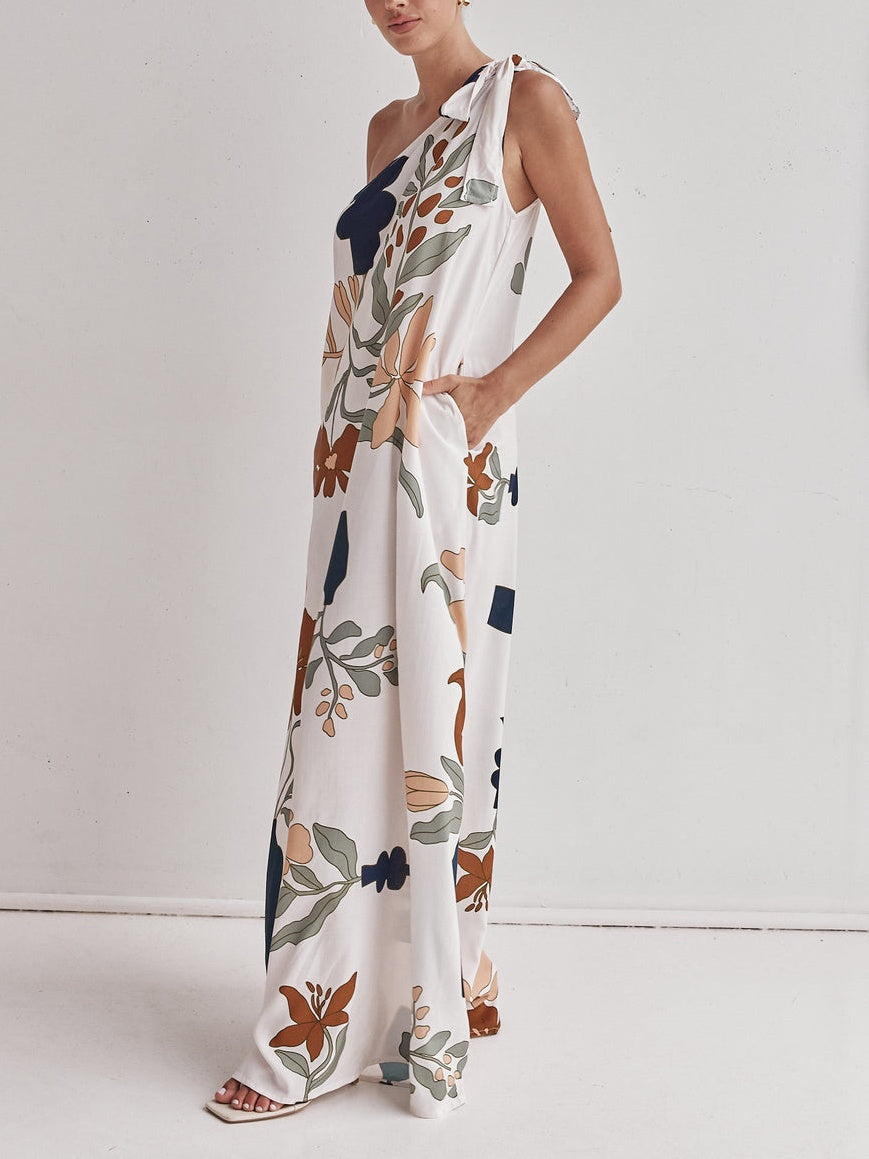 Helen | Printed One-Shoulder Maxi Dress