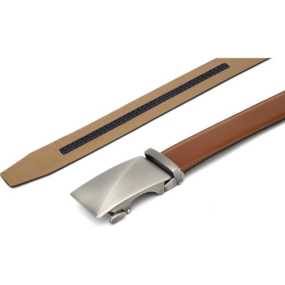Leather Belt for Men – Buy 1, Get 2! Automatic Ratchet Belt for Jeans & Everyday Wear (1 3/8")