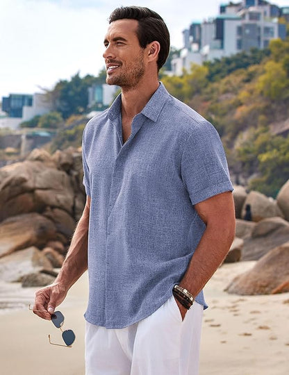Get 2 Shirts for the Price of 1 – Men's Linen Short Sleeve Summer Shirt