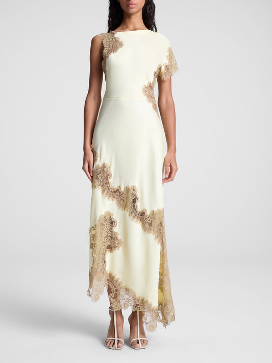 Ivory | Satin and Lace Maxi Dress