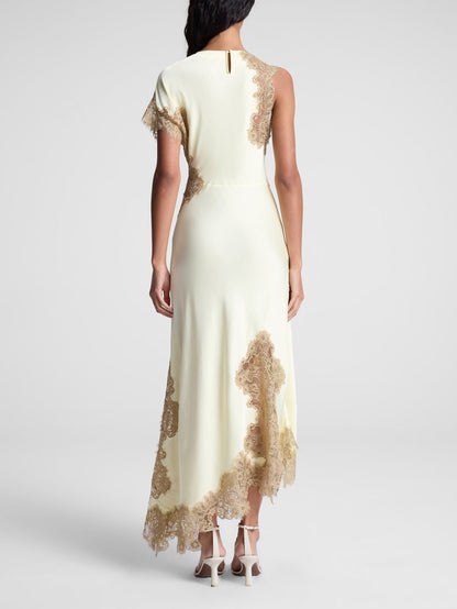 Ivory | Satin and Lace Maxi Dress