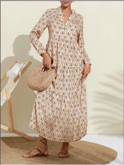 Evelina | V-Neck Printed Vacation Dress