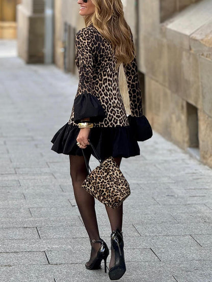 Isabelle | Sexy Leopard Print Ruffled Mini Dress